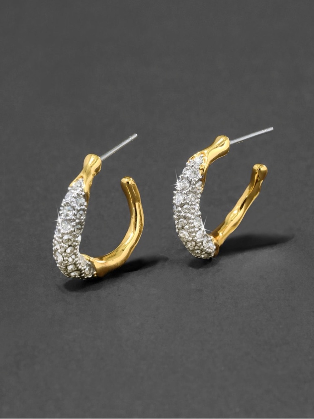 Alexis Bittar Solanales Gold Crystal Twist Mini Hoop Earrings - Picture 8 of 8